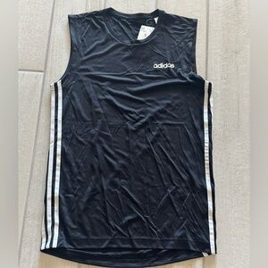 Mens NWT adidas Black Athletic Tank Top with White striping size small